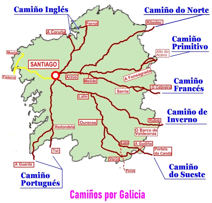 Os camiños en Galicia